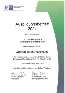 IHK Urkunde Ausbildungsbetrieb